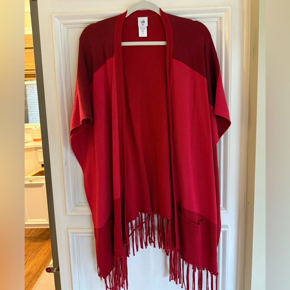 CAbi Deep Red Open Front Cardigan